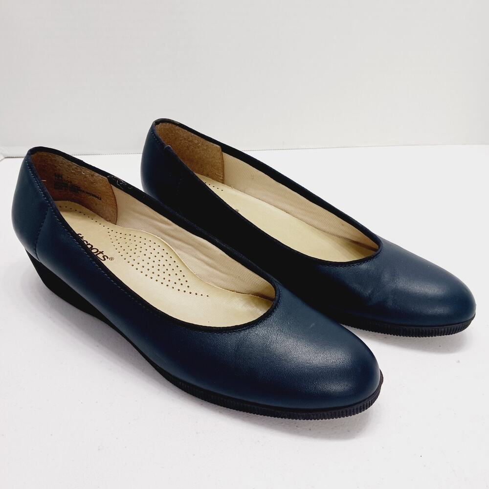 Shoes Flat Women Navy Leather Comfort Ballet Flats Softspots Minimalist Sz N9.5